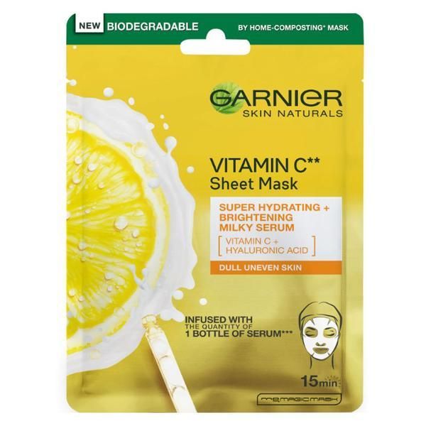 Garnier Маска тип сълфетка за хидратация и блясък - Garnier Skin Naturals Vitamin C Sheet Mask, 28 гр