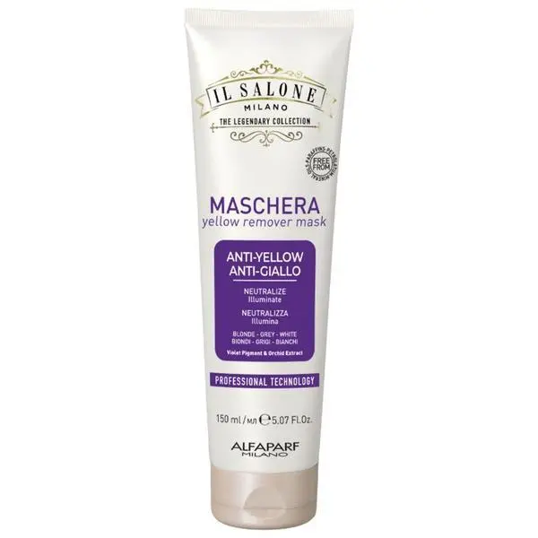 Alfaparf Milano Маска за бяла, сива и руса коса - Il Salone Yellow Remover Mask, Anti-Yellow Neutralize Blonde-Grey-White, 150 мл