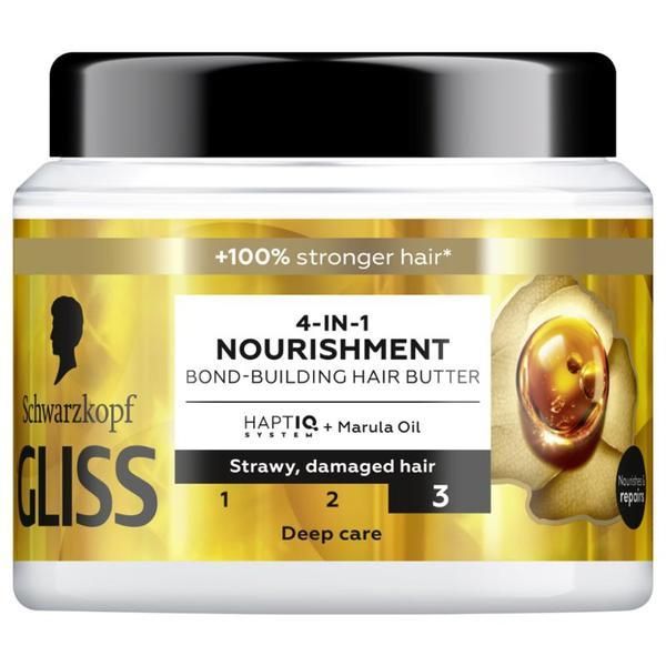 Gliss Маска за коса Schwarzkopf Gliss 4-in-1 Nourishment Bond-Building Hair Butter for Way, Damaded Hair, Deep Care, 400 мл