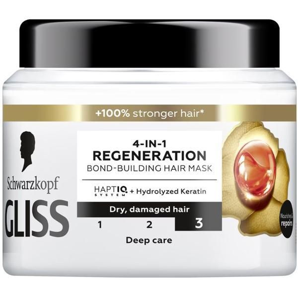 Gliss Маска за коса Schwarzkopf Gliss 4-in-1 Regeneration Bond-Building Hair Mask, 400 мл