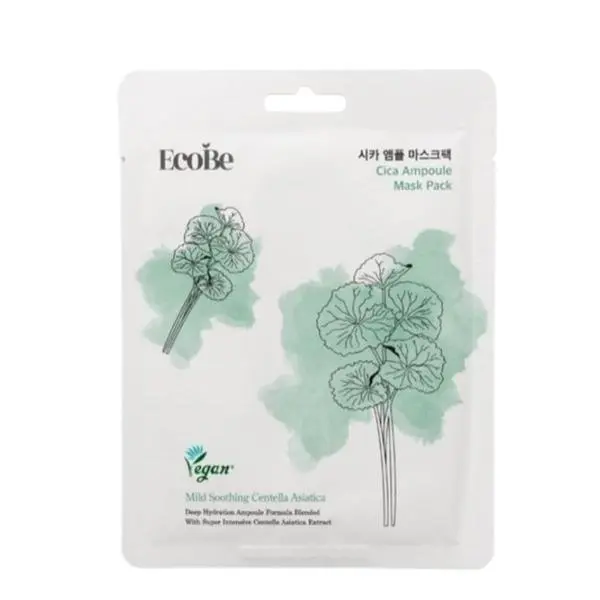 EcoBe Маска за лице Cica с Centella Asiatica EcoBe Cica Ampoule Mask, 1 бр