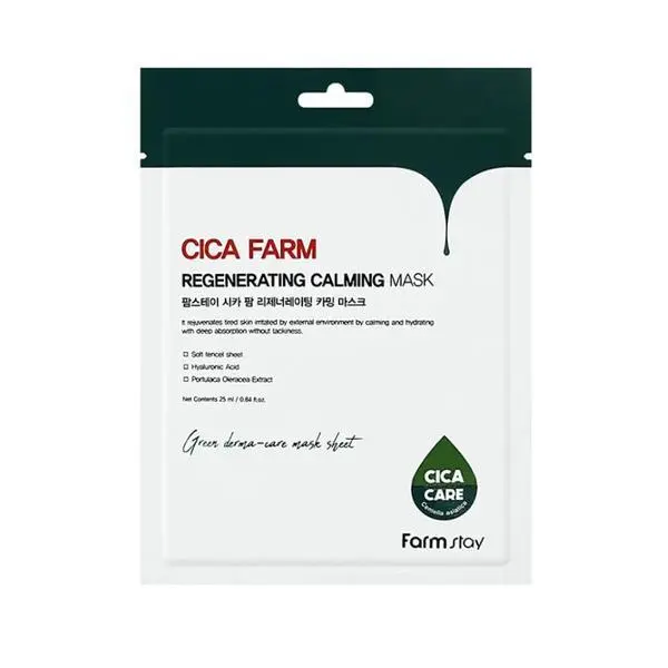 Farm Stay Маска за лице с екстракт от Centella Asiatica - FarmStay Cica Farm Regeneration Calming Mask, 25 мл