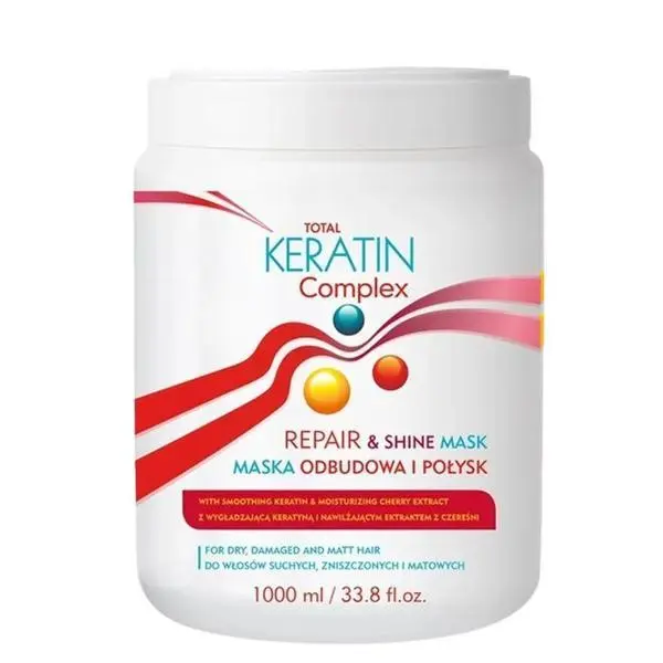 Total Keratin Complex Маска за регенерация и блясък с кератин и екстракт от череша Total Keratin Complex Repair &amp; Shine Mask, 1000 мл