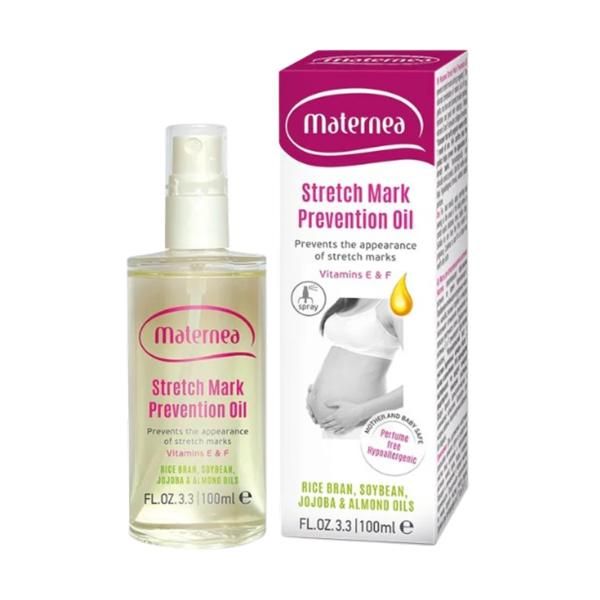 Maternea Масло спрей с витамини E и F за предотвратяване на стрии Maternea Stretch Mark Prevention Oil with Rice Bran, Soybean, Jojoba &amp; Almond Oils, 100 мл