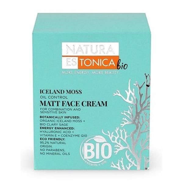 Natura Estonica Матиращ крем за лице за смесена или чувствителна кожа - Natura Estonica Iceland Moss Oil Control Matt Face Cream, 50 мл