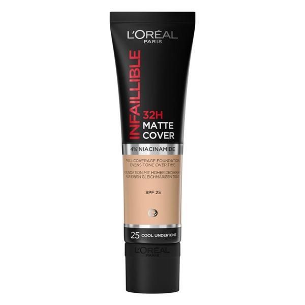 L'Oreal Paris Матов фон дьо тен - L&#039;Oreal Paris Infaillible 32H Matte Cover, нюанс 25 Cool Undertone, 30 мл