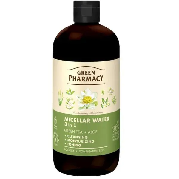 Green Pharmacy Мицеларна вода 3 в 1 с екстракти от зелен чай и алое Green Pharmacy, 500мл