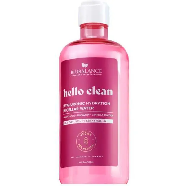 Bio Balance Мицеларна вода с аминокиселини, пентавитин, центела азиатика - Bio Balance Hyaluronic Hydration Micellar Water Hello Clean, 500 мл