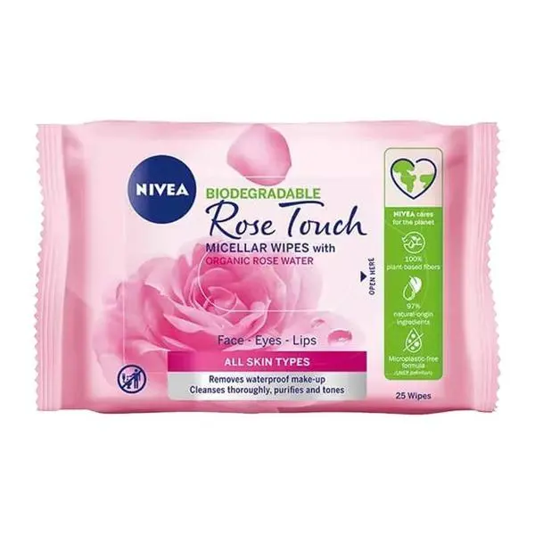 Nivea Мицеларни почистващи кърпички - Nivea Rose Touch Micellar Wipes, 25 бр
