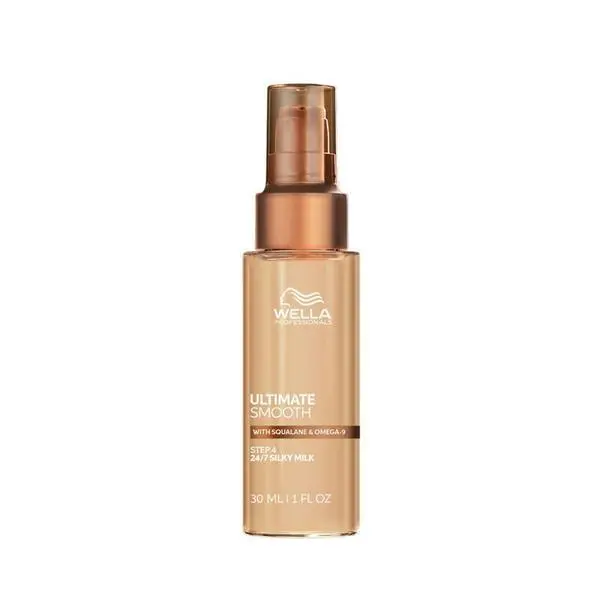 Wella Professionals Мляко за коса без отмиване с термична, UV защита и ефект против накъдряне - Wella Professionals Ultimate Smooth 24/7 Silky Milk, 30 мл