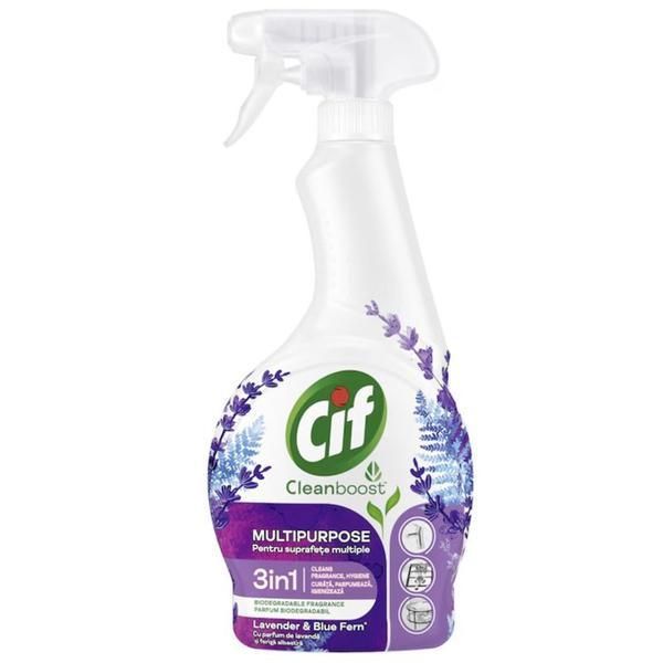 Cif Многоповърхностен спрей 3 в 1 - Cif Cleanboost Lavender &amp; Blue Fern, 500 мл