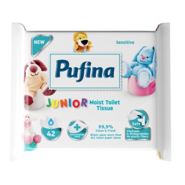 Pufina Мокра тоалетна хартия - Pufina Junior Sensitive, 42 бр