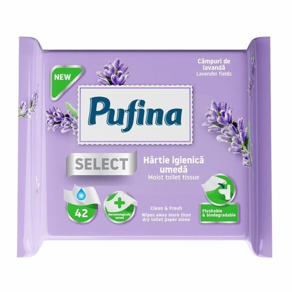 Pufina Мокра тоалетна хартия - Pufina Select Lavender Fields, 42 бр
