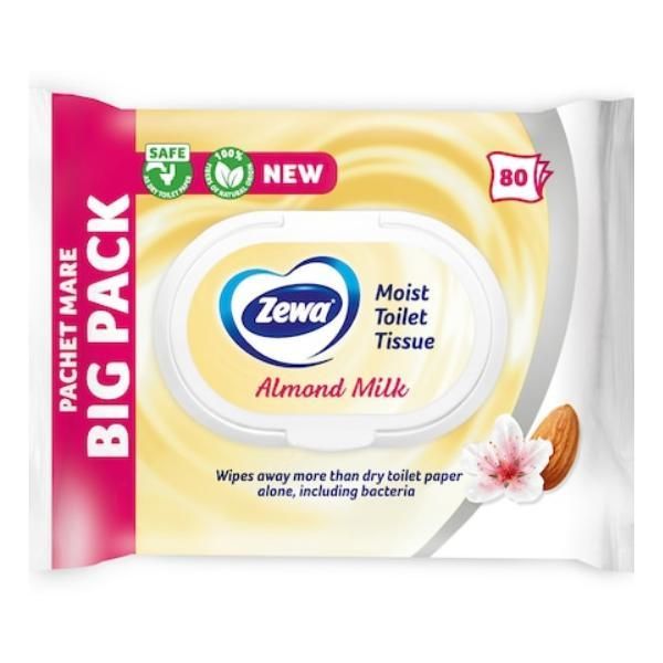 Zewa Мокра тоалетна хартия с мирис на бадемово мляко - Zewa Moist, 80 бр