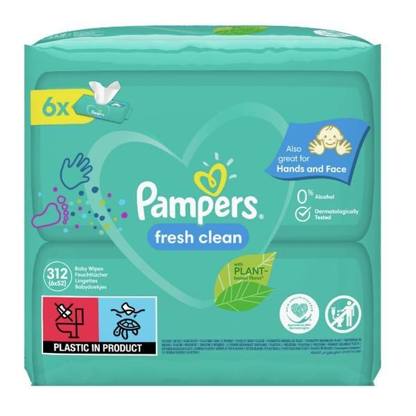 Pampers Мокри бебешки салфетки - Pampers Fresh Clean, 6x 52 бр