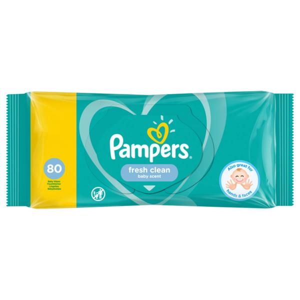 Pampers Мокри бебешки салфетки - Pampers Fresh Clean, 80 бр