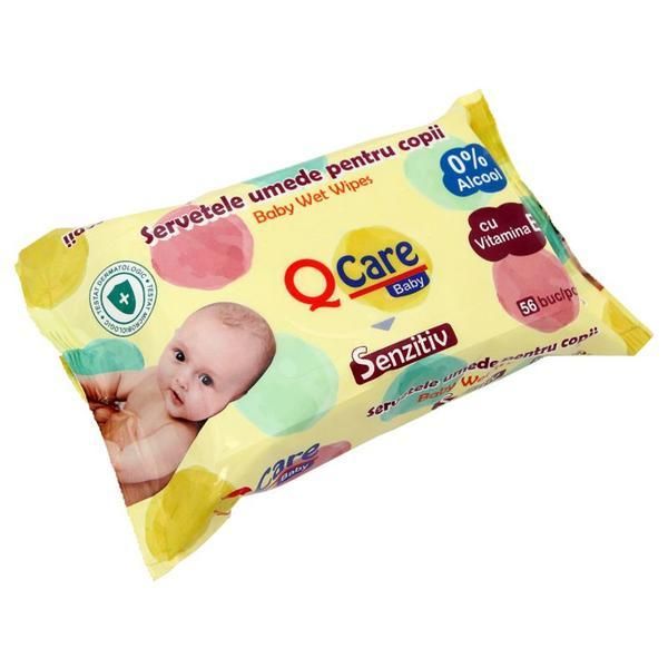 Sarah Мокри кърпички QCare Wet Wipes for Sensitive Children, Sarah, 56 бр