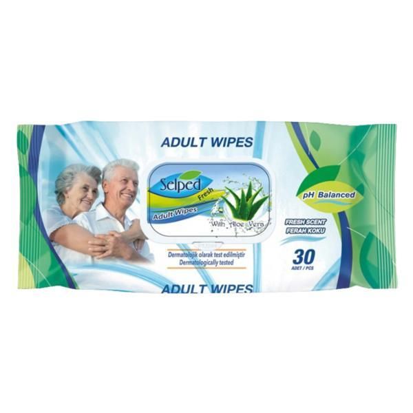 Paksel Мокри кърпички с капак за възрастни - Selped Fresh Adult Wipes, Paksel, 30 бр
