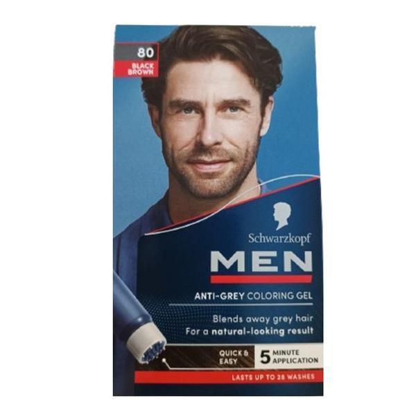Schwarzkopf Мъжки оцветяващ гел - Schwarzkopf Men, нюанс 80 черен натурален кестен