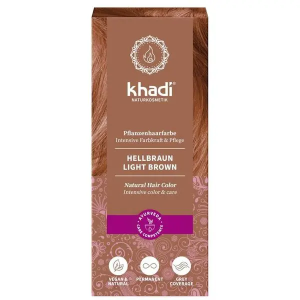 Khadi Натурална боя за коса с къна светло кафяво - Khadi Light Brown, 100 гр