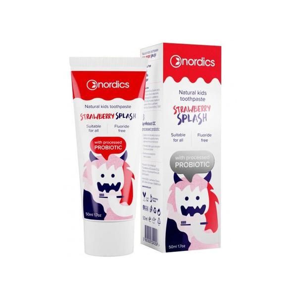Nordics Натурална детска паста за зъби с вкус на ягода Nordics, 50 мл