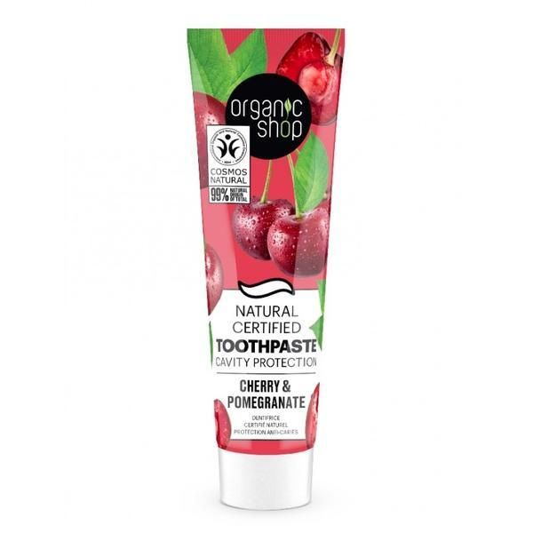 Organic Shop Натурална паста за защита от кариес, Pomegranate &amp; Cherry Organic Shop, 100 гр