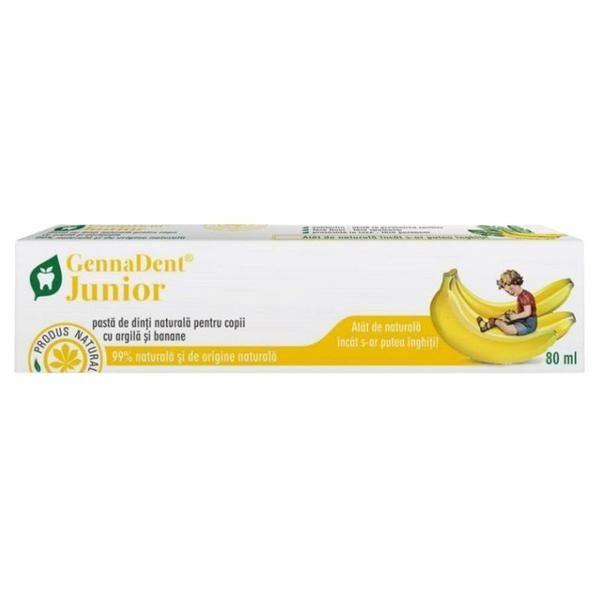 Gennadent Натурална паста за зъби с глина и банани за деца GennaDent, Vivanatura, 80 мл