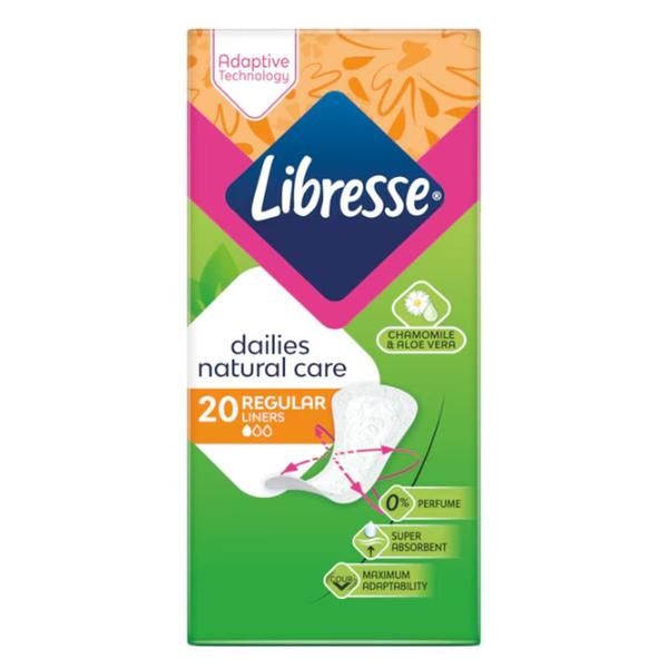 Libresse Натурални ежедневни абсорбенти без аромат - Libresse Natural Care 0% Perfume Normal Daily Liners, 20 бр