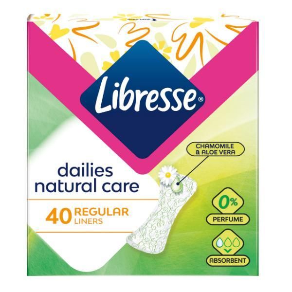 Libresse Натурални ежедневни абсорбенти без аромат - Libresse Natural Care 0% Perfume Normal Daily Liners, 40 бр