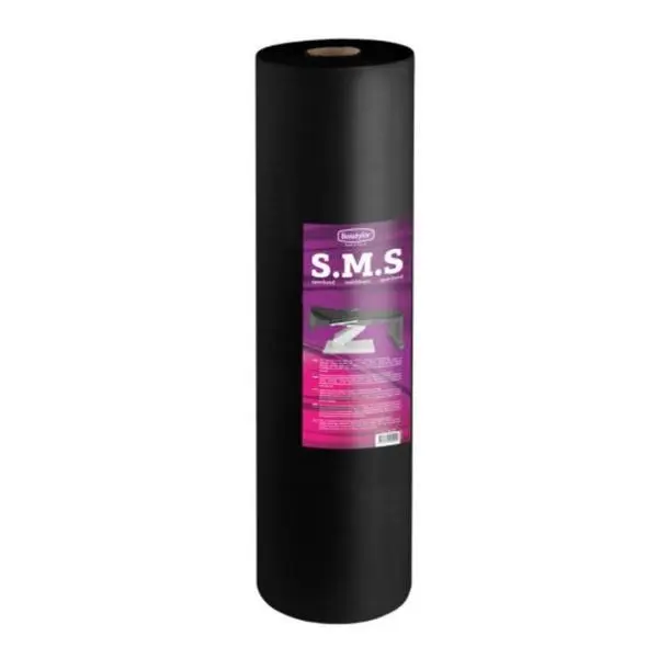 Beautyfor Нетъкана ролка чаршаф за диван, черен - Beautyfor Black Sms Flizelin Couch Roll, 80 см x 150 м, 1 бр