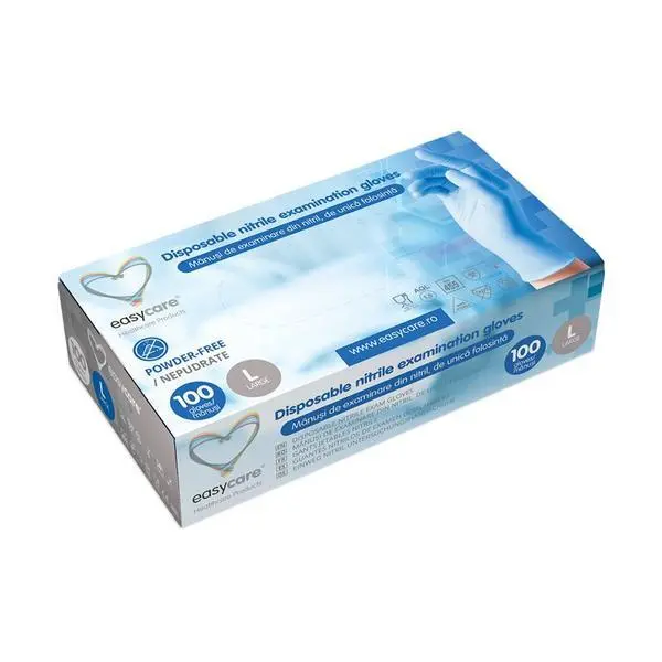 Easy Care Нитрилни ръкавици за еднократна употреба - EasyCare, размер L, 100 бр