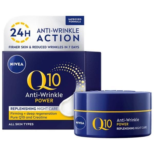 Nivea Нощен крем против бръчки Q10 Power - Nivea Anti-Wrinkle, 50 мл