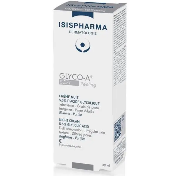 Isispharma Нощен крем с 5,5% гликолова киселина - Isispharma Glyco-A Soft Peeling Night Cream, 30 мл