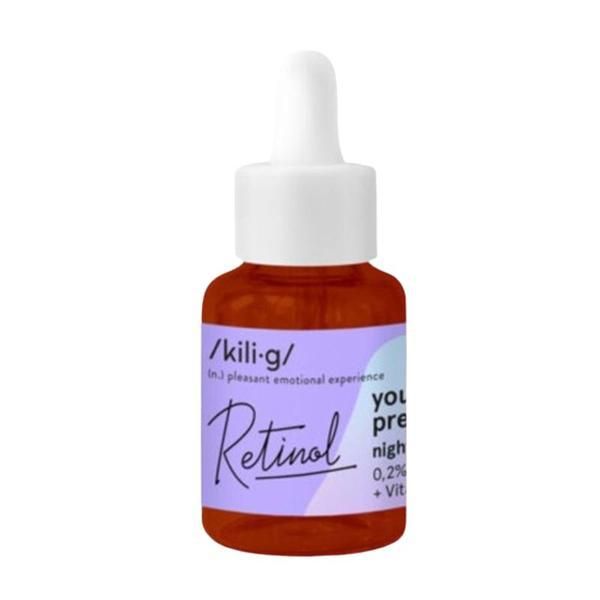 Kilig Нощен серум за лице с ретинол, хиалуронова киселина и витамин Е - Kilig Youth Preserving Night Serum Retinol, 30 мл