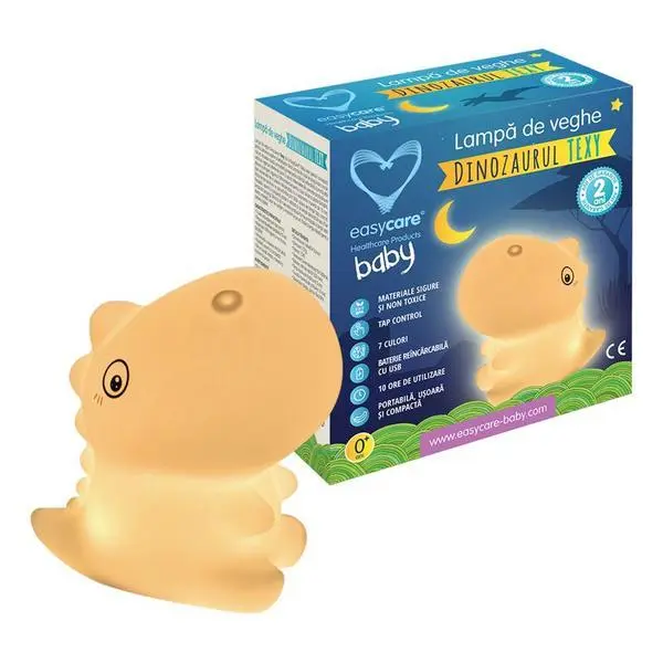Easy Care Baby Нощна лампа Texy Dinosaur - EasyCare Baby, 7 цвята, акумулаторна батерия, сензорно управление, 1 бр