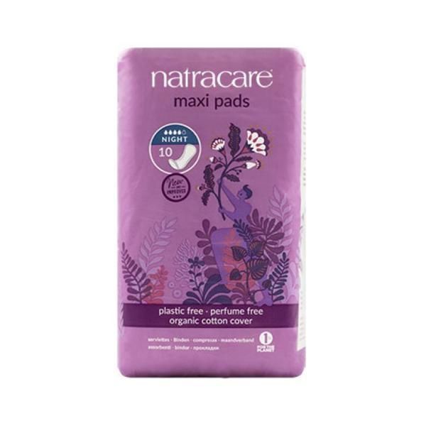Natracare Нощни абсорбенти Natracare Wingless Maxi Pads, 4 капки, 10 бр