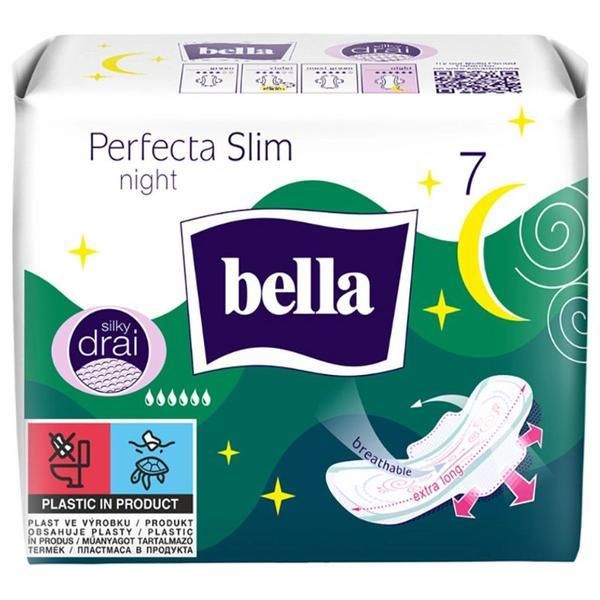 Bella Нощни абсорбиращи превръзки - Bella Perfecta Slim Night Extra Long, 7 бр