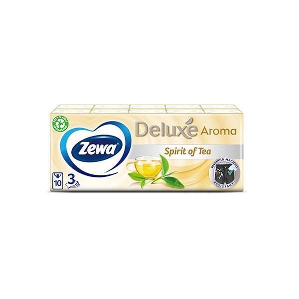Zewa Носни кърпички с 3 слоя аромат на чай - Zewa Deluxe Aroma Spirit Of Tea, 10 бр