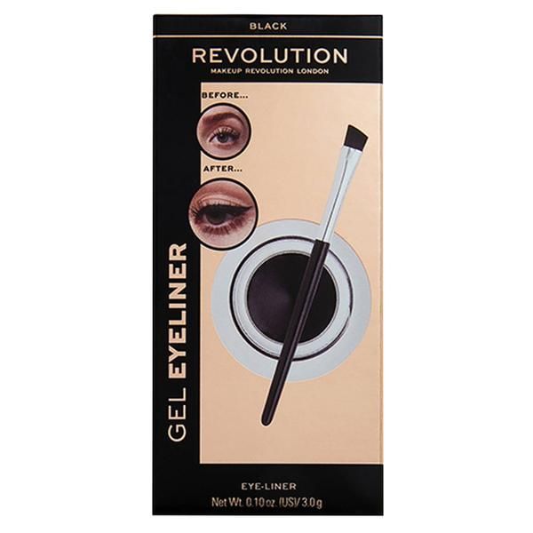Makeup Revolution Очна линия Revolution Gel Eyeliner Pot With Brush, Makeup Revolution, черна, 1 бр