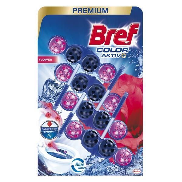 Bref Оцветен ароматизатор за тоалетна с флорален аромат - Bref Wc Color Aktiv Flower, 4 x 50 гр