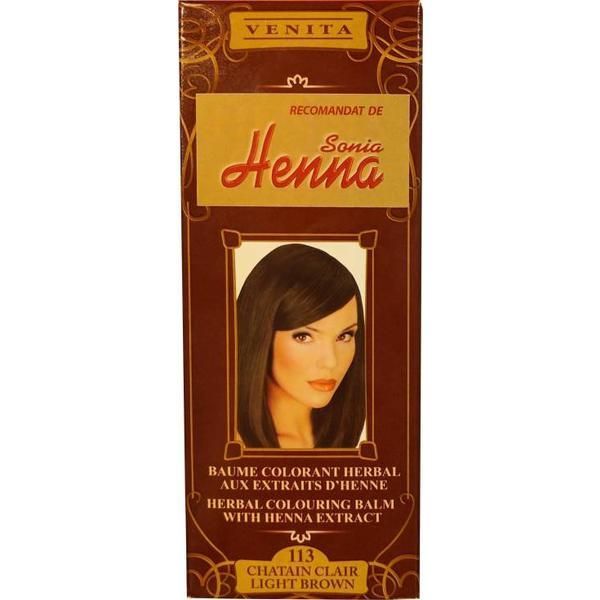 Henna Sonia Оцветяващ балсам с екстракт от къна Henna Sonia, Номер.114 Светло кафяво, 75 мл