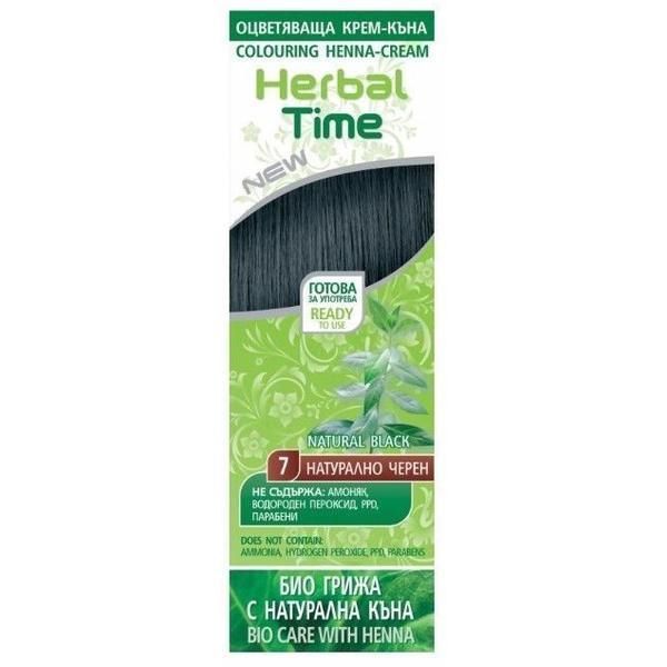 Rosa Impex Оцветяващ крем на базата на къна Rosa Impex Herbal Time, нюанс 7 Natural Black, 75мл