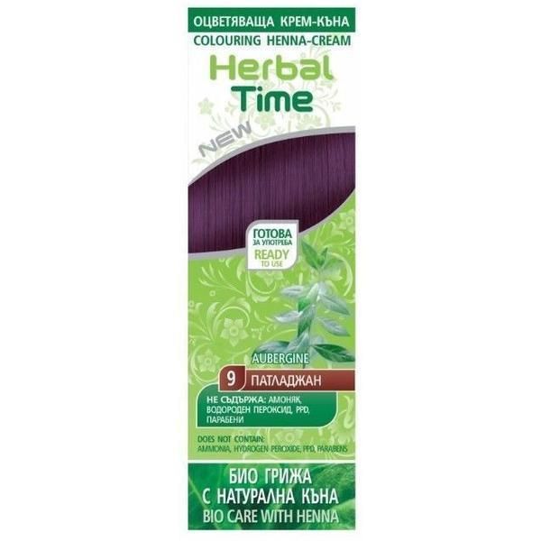 Rosa Impex Оцветяващ крем на базата на къна Rosa Impex Herbal Time, нюанс 9 Aubergine, 75мл