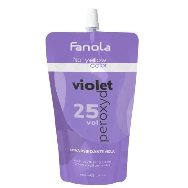 Fanola Оксидиращ крем с пероксид vol 25 + Violet Pigment - Fanola No Yellow Color Violet Peroxyd 25 vol Purple Oxidizing Cream, 1000 мл