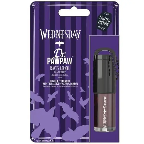 Dr Paw Paw Олио за устни, с ключодържател - Dr PawPaw Wednesday Raven, нюанс Blackberry, 3 мл