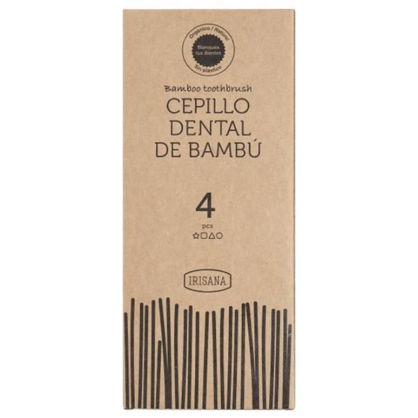Irisana Опаковка от 4 бамбукови четки за зъби с активен въглен - Irisana , 4 бр
