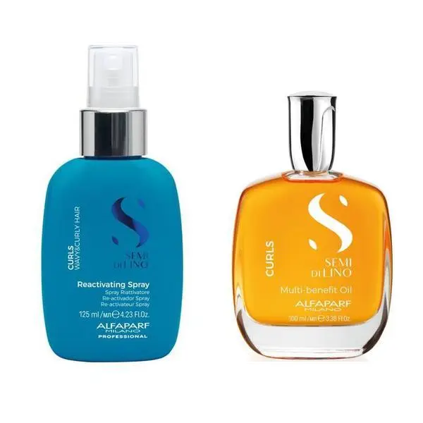 Alfaparf Milano Опаковка за къдрава или вълниста коса - Alfaparf Milano Semi di Lino Curls: Масло 100 мл, Спрей 125 мл