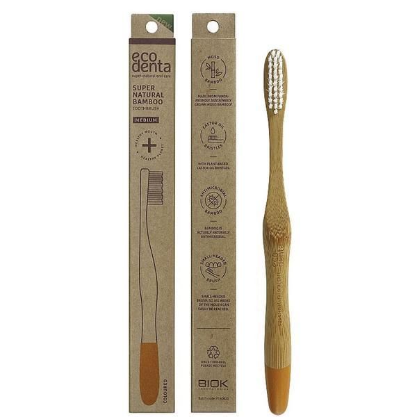 Ecodenta Органична бамбукова четка за зъби, средна,Ecodenta, Medium, 1 бр