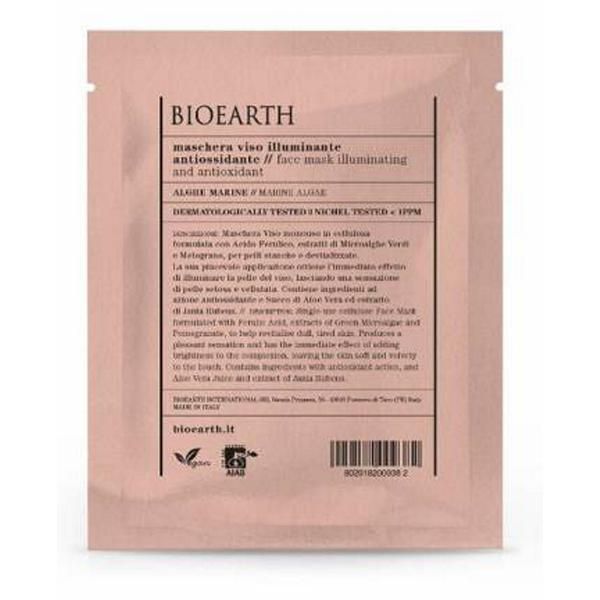 Bioearth Осветляваща и антиоксидантна маска с водорасли - тип салфетка - Bioearth, 1 бр