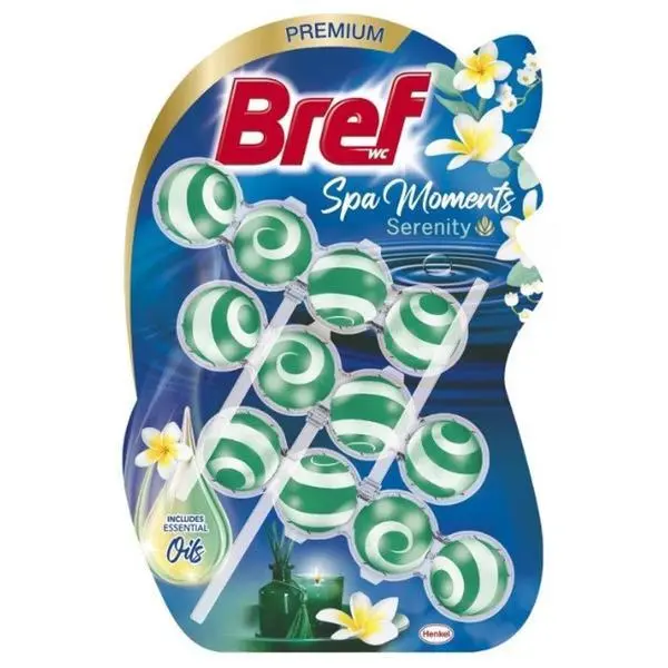 Bref Освежител за тоалетна чиния - Bref Spa Moments Serenity, 3 x 50 гр